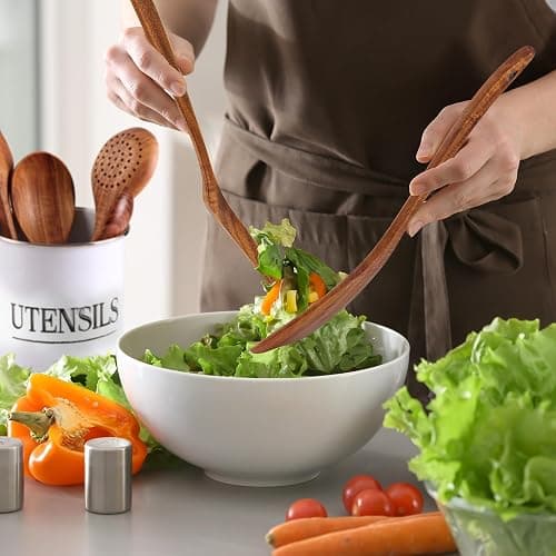 Zulay Kitchen 6-Piece Wooden Cooking Spoons Set – Heat-Resistant, Smooth Teak Utensils with Comfort Grip – Lightweight & Durable – Easy to Clean, Perfect for Non-Stick Cookware thumbnail 2