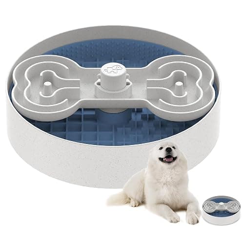 Puzzle Feeder Slow Feeder Dog Bowl with Lick Mat and Puzzle Inserts - Non-Slip Base, Adjustable Speed Design, Dishwasher Safe for Large Dogs,Blue - Image 1