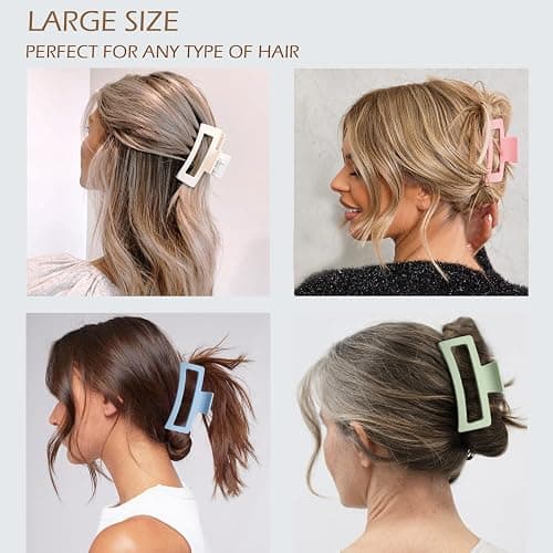 Large Hair Claw Clips 12 Pack, Flower Hair Clips for Thin Hair, Big Square Matte Strong hold for Thick Hair, 3 Styles Hair Clips for Women Thick Hair 4 Colors thumbnail 4
