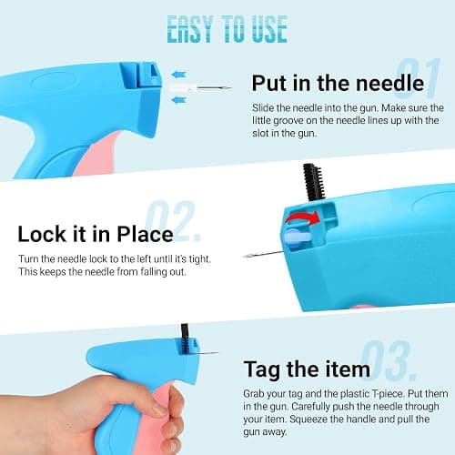 Stitch Gun for Clothes - Stitchy Tagging Gun for Clothing, Handheld Stitch Gun Quick Clothing Fixer, Sewing Kit Includes 6 Needle，3000 Fasteners(1500 Black & 1500 White) thumbnail 6