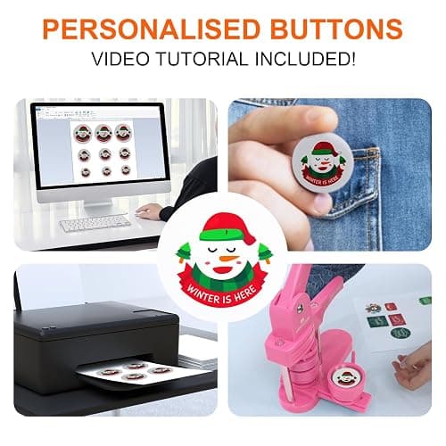 MECOLOUR Button Maker Machine Multiple Sizes 1.26+I1.73+2.28 inch Pin Maker Machine,150pcs Button Badge Making Supplies,Button Press Machine for DIY Personalized Pinback Buttons Children DIY Gift(Pink) thumbnail 5