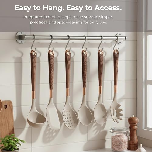 Kitchen Utensils Set of 11 with Holder, Silicone Cooking Utensils Set, Spatula Sets, Heat Resistant Non-Stick Kitchen Utensils, Kitchen Utensil Gadgets Tools BPA-Free Silicone Utensils thumbnail 8