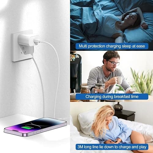 iPhone Fast Charger,Type C Wall Charger Block Plug and 10ft USB C to Lightning Charging Cable Cord Long,Power Adapter Cube Brick Box for Apple iPhone 14 Pro Max/14 Plus/14/13/12 Mini/11/XS Max/XR/iPad thumbnail 7