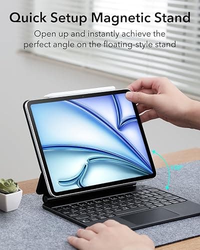 ESR for iPad Air 11/Pro 11 Inch Case with Keyboard,Quick-Set Magnetic Stand | For iPad Air 5/4th, Secure Magnetic Lock, Precision Multi-Touch Trackpad, Backlit Keys, Rebound Series, White thumbnail 4