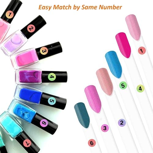 UPZIGS Nail Swatch Sticks with Number Stickers, Transparent-100pcs | Fan-Shaped Nail Art Practice Tips with Ring, 2 copies 1-100 Holographic Stickers, Nail Polish Color Display & Organization thumbnail 3