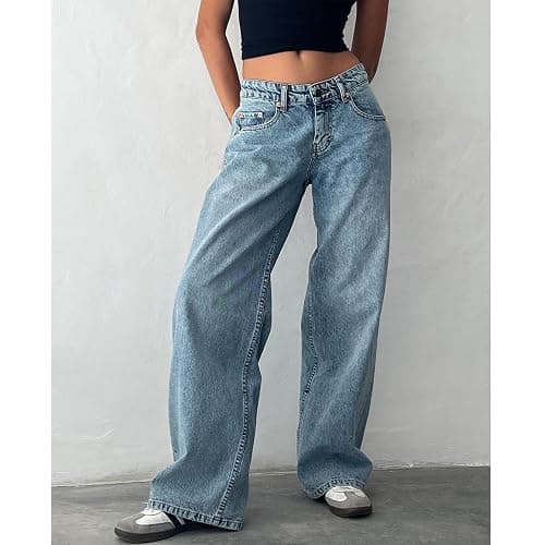 Women's Wide Leg Jeans Low Rise Baggy Straight Leg Boyfriend Denim Pants Casual Loose Jeans Y2K Girl Style thumbnail 3