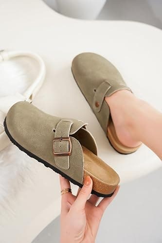 Project Cloud Genuine Leather Footbed Clogs for Women - Memory Foam Arch Support Slippers for Women - Trendy Slip-ons Women's Mules & Clogs Sandals (Benton) thumbnail 2