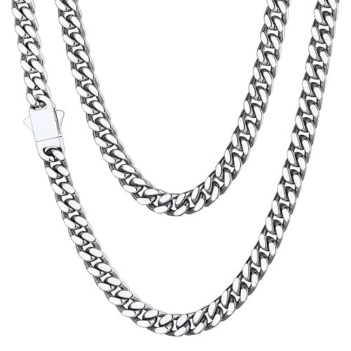 ChainsHouse Stainless Steel Mens Cuban Link Chain, Black/ 18K Gold Plated Miami Cuban Chain Necklace, 5mm/7mm/9mm/12mm/14mm Width, No Tarnish& Durable Hip Hop Mens Jewelry, 18"-30", Send Gift Box - Image 1