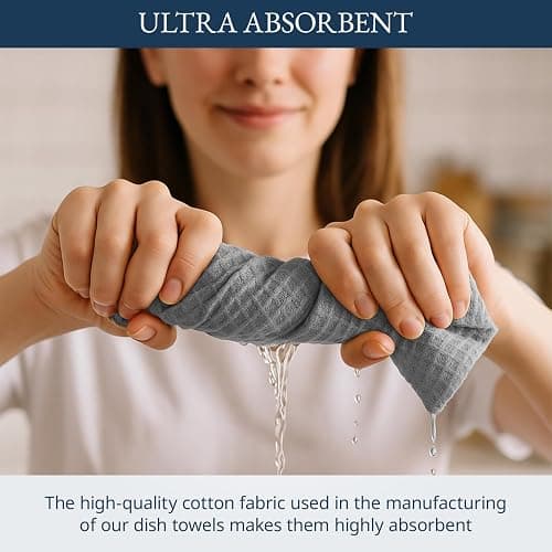 Kitchen Towels and Dishcloths Set - Pack of 6 Cotton Dish Cloths, 18”x 28”, Soft Hand Towels for Kitchen, Absorbent Tea Towels, Premium Kitchen Dish Towels, Quick Drying Cleaning Towels - Grey Towels thumbnail 6