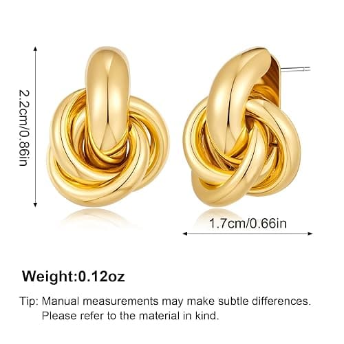 FILMOON Gold Geometric Drop Dangle Earrings for Women Chunky Trendy Knot Stud Small Twisted Link Earring Jewelry Gift thumbnail 6