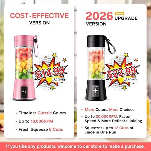Personal Size Travel Portable Blender - Mini Shakes & Smoothies Blender | 380Ml BPA Free Cup Small Blender, High Speed & Efficient Mixing, Easily Squeezed Fresh Juice Shakes in Sports/Travel/Home thumbnail 6
