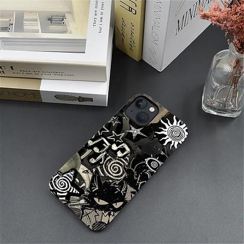 Bvkilrvc for iPhone 13 14 Case, Grunge Black Cat Pattern Print Matte Phone Case Funny Liquid Silicone Case Impact Resistant Anti-Scratch Shockproof Protective Cover thumbnail 7