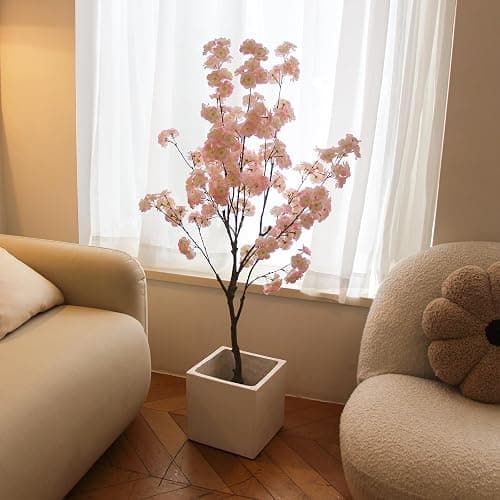 Nafresh Tall Artificial Cherry Blossom Tree, 4Ft(48'), Realistic Potted Silk Faux Tree, Indoor/Outdoor for Home, Office, Living Room, Bedroom, Porch thumbnail 2