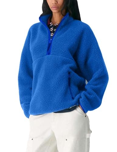 Aimiray Fleece Pullover Women Long Sleeve Half Zip Sherpa Jacket Warm Trendy Teddy Fall Sweatshirts with Side Pockets - Image 1