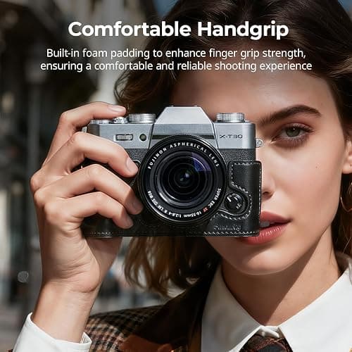 SMALLRIG Leather Case with Shoulder Strap for FUJIFILM X-T30 III/X-T30 II | Retro Style Camera Half Case with Aluminum Frame & Shutter Button Cap (Black) thumbnail 4