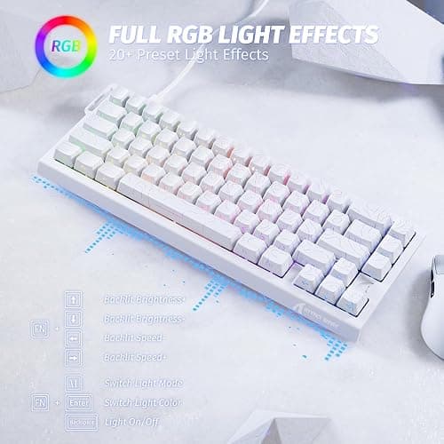 ATTACK SHARK X68HE 60% Wired RT 8K Keyboard+Wireless R1 Mouse-White Contour | Adjustable Actuation,Hall Effect Mechanical Magnetic Switch,Coiled Cable,USB C/2.4Ghz/BT Ultralight 18K DPI Mice for PC Gamer thumbnail 6
