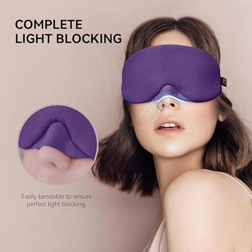 Mavogel Cotton Sleep Eye Mask, Breathable Light Blocking Sleep Mask | Soft Comfortable Night Eye Mask for Men Women, Eye Cover for Travel/Sleeping/Shift Work, Includes Travel Pouch (Purple) thumbnail 2