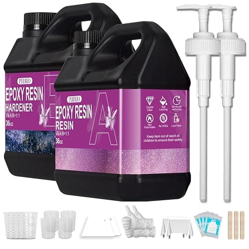 Puduo Epoxy Resin Kit 72OZ，Newly Formulated Crystal Clear Epoxy Resin，Strong, Bubble-Free, Anti-Yellowing Art Resin That，Suitable for Casting, DIY, Molds, Jewelry, Easy to Mix 1:1 Ratio - Image 1
