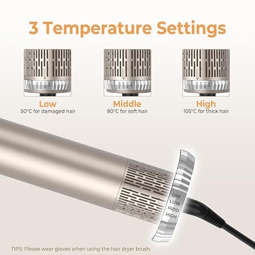 6 in 1 Hairstyler Rundbürstenföhn Haartrockner,Airstyler Lockenstab mit Luft, 3 Temperaturregelung, 1000w Föhnbürste, Geben Sie dem Haar Volumen, Glätten, Locken und Föhnen Sie Trockenes Haar thumbnail 5