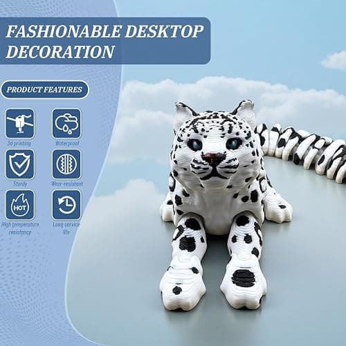Mrltau 3D Printed Animals Snow Leopard, 3D Printed Toys Gift For Boy And Adult, Animal Toys, 3D Printed Toys Gift For Boy And Adult (20 Cm) thumbnail 5