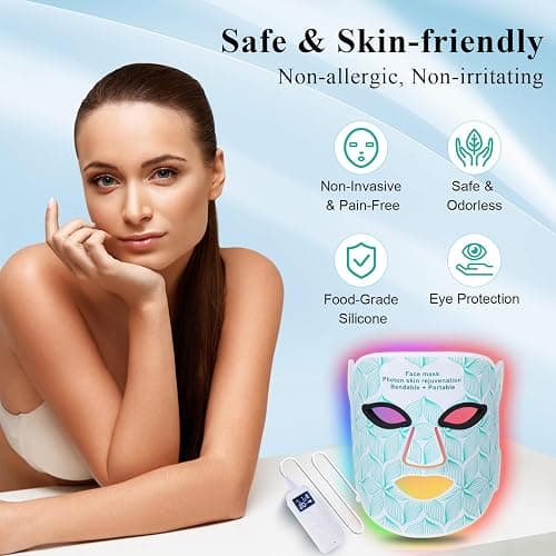 biuufish Red Light Therapy for Face, 7＋1 Colors LED Face Mask Light Therapy with 850NM Near-infrared, Portable Rechargeable Red Light Therapy Mask Skin Care Device at Home and Travel for Anti-Aging thumbnail 8