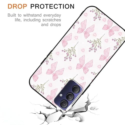 Zrutru 2 Pack Pink Bow Phone Case for Gabb Phone 4 Pro 6.5",Cartoon Cute Kawaii Ribbon Bowknot Floral Flower Pattern Cases Aesthetic Design,Black TPU Bumper Protective Cover for Girls Women thumbnail 4