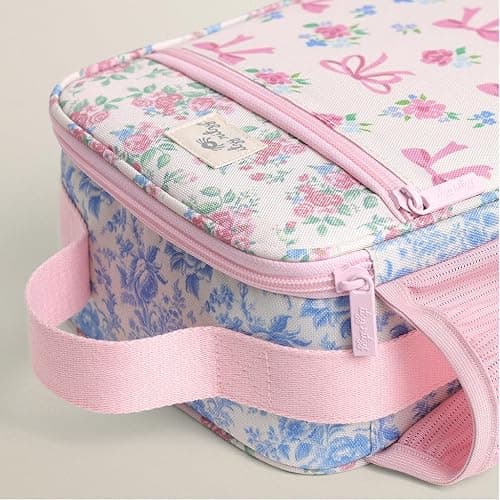 Itzy Ritzy Toddler Lunch Box - Kids Lunch Bag is Insulated and Includes Water Bottle Holder Plus 2 Pockets - Durable, Easy to Clean Lunch Box Toddler Bag (Ribbons & Roses) thumbnail 5