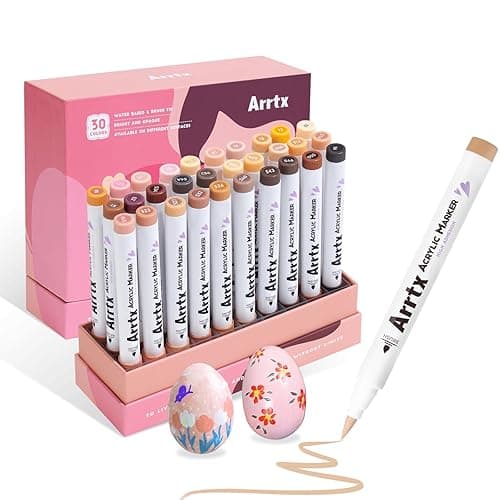 Arrtx 30 Colors Skin Color Acrylic Paint Pens, Skin Tone Paint Markers Paint Pens for Artists Adults Coloring Drawing Brush Tip for Rock Painting, Wood, Canvas, DIY Crafts Making Art Supplies - Image 1