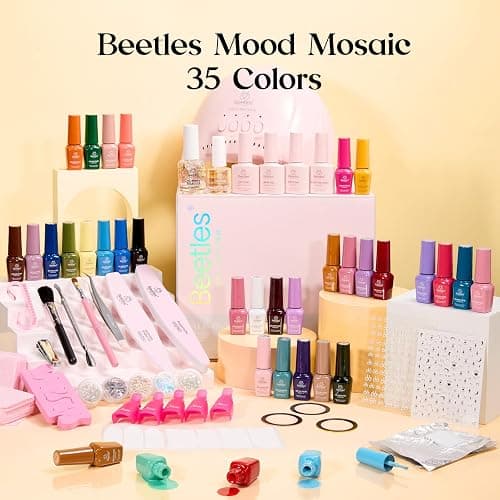 Beetles Gel Nail Polish Kit with U V Light -35 Colors Gel Polish Set 68 Pcs | One Color One Bottle Mood Mosaic Nail Kit with Top Base Coat Beauty Must Have DIY Salon Manicure Gifts for Women thumbnail 7