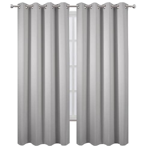 LEMOMO Blackout Curtains 52 x 84 inch/Light Grey Curtains Set of 2 Panels/Thermal Insulated Room Darkening Bedroom Curtains thumbnail 2