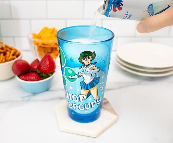 JUST FUNKY Sailor Moon Sailor Mercury 16oz Blue Pint Glass thumbnail 7