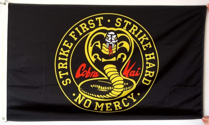 Aihccy COBRA KAI Strike First Karate Kid Flag Banner 3X5 Feet Man Cave - Image 1