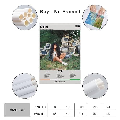 KJDSMOM SZA-CTRL album Posters Wall Art For Living Room And Bed Room Pop Music Canvas Prints Aesthetic08x12inch(20x30cm) Unframe-style thumbnail 2