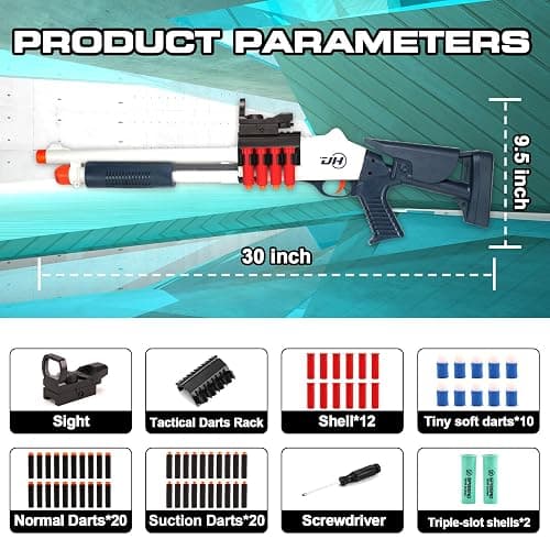 BIU BLASTER 30-Inch Shell Ejecting Foam Blaster Shotgun Soft Bullet Gun with 14 Shell Casings 50 Foam Darts Realistic Pump-Action Shotgun for 14+ Years (Blue&White) thumbnail 6