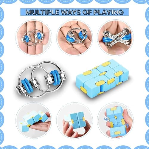 Fidget Toys Adults Set, Easter Basket Stuffers Gift for Kids Teen Cool Gadget Sensory Pack with Figette Spinner Cube ADHD Anxiety Relief Stress Magnetic Ring Office Desk Manget Toy for Boys thumbnail 3
