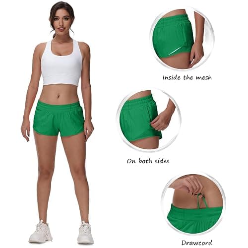 MCEDAR Women's Running Shorts Low Waisted 2.5"，Lightweight Active Workout Quick Dry Gym Athletic Sports Shorts Zip Pocket thumbnail 3