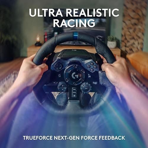 Logitech G923 Racing Wheel and Pedals, TRUEFORCE Force Feedback + Logitech G Driving Force Shifter - Real Leather, For PS5, PS4, PC, Mac - Black thumbnail 5
