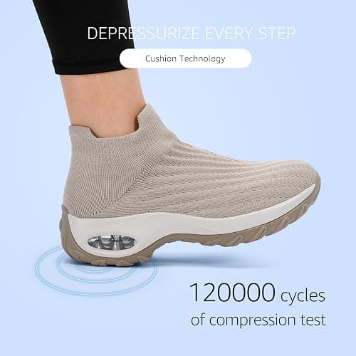 HKR Women's Walking Shoes Arch Support Non Slip Work Shoes Breathable Knit Upper Lightweight for Plantar Fasciitis thumbnail 3