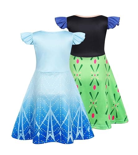 4-5T Girls Nightgowns Princess Sleepwear 2-Pack Nightdress Flutter Sleeves Pajamas Nighties Dress for Toddler Kids 1-10Y thumbnail 2
