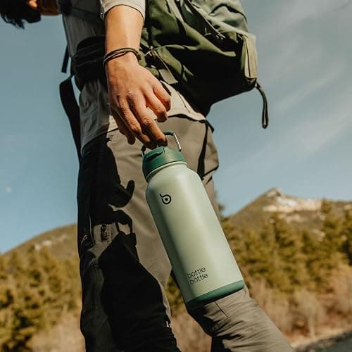BOTTLE BOTTLE Insulated Water Bottle 950ml(32oz) Stainless Steel Sports Water Bottles with Straw Dual-use Lid Drink Flask Design for Gym with Pill Box (Green) thumbnail 8