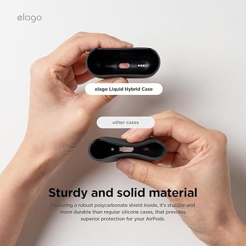 elago Liquid Hybrid Case Compatible with AirPods 4th Generation Case - Compatible with AirPods 4 Case Cover, Triple Layer Protection, Wireless Charging, Shock Resistant, Easily Cleaned (Black) thumbnail 5