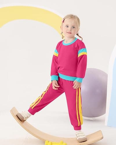 SANMIO Toddler Girl Clothes Outfits Cute Color Block Long Sleeves Top and Pants Sweatsuit 2 Piece Fall Clothing Set thumbnail 3