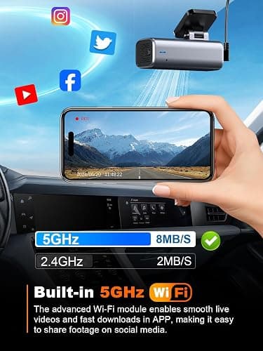 galphi 4K Dash Cam Front, Built-in 5G WiFi, 64GB Card Included, Dash Camera for Cars, Mini Dashcam with Super Night Vision, Loop Recording, G-Sensor, 24 Hours Parking Monitor, Support 256GB Max thumbnail 4
