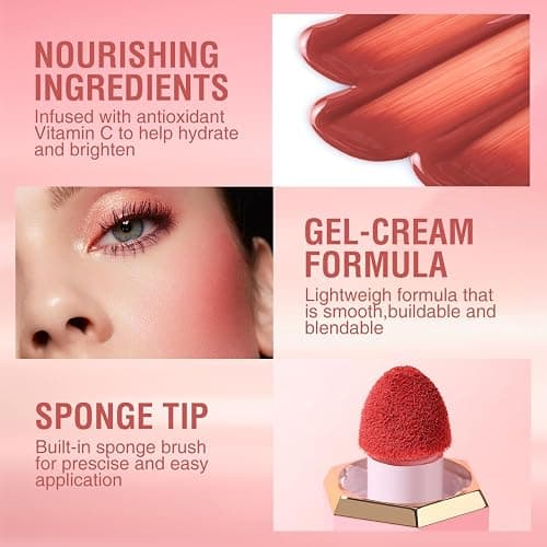 Beauty Searcher Gel per guance, crema di fard liquido, sensazione di leggerezza e traspirabilità, lunga durata, a prova di sbavature, aspetto naturale, trucco di fard per la pelle (#103 DEVOTED) thumbnail 4