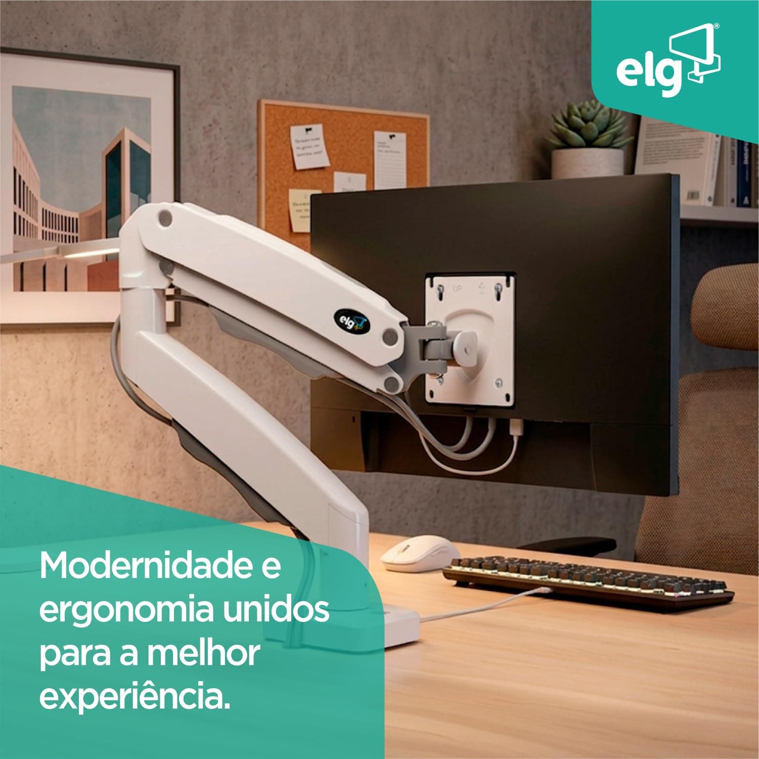Suporte Articulado de Mesa com Pistão a Gás para Monitores de 17' a 35' Branco - F80W ELG thumbnail 5