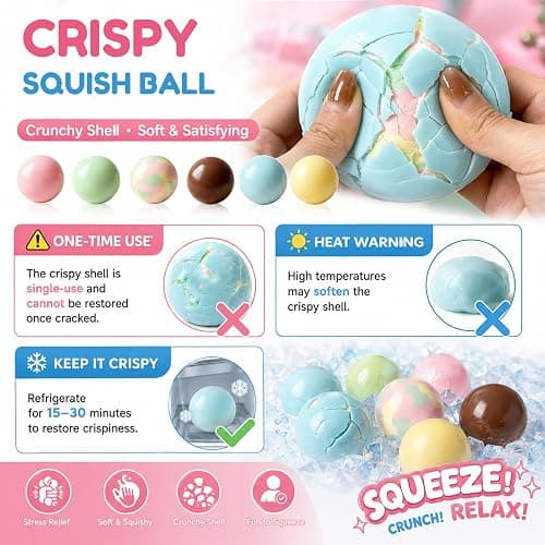 Wax Cracking Squishy, Crispy Crunchy Wax Squishies for Adults, Soft Slow Rebound Wax Cracking Ball, Sensory Wax Cracking Stress Ball for Office Decompression, Wax Squishy Ball thumbnail 3