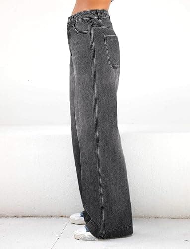 EMMIOL Women's 2025 Wide Leg Jeans Distress Mid Waist Denim Pants Vintage Y2K Trousers thumbnail 3