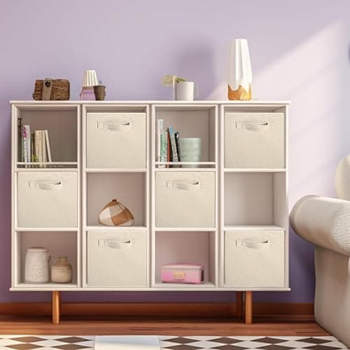 ShellKingdom Foldable Fabric Storage Cubes And Cloth Organizer Drawer For Closet And Toys, 6 Pack (Beige) thumbnail 4