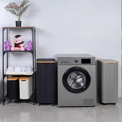 Laundry Basket with Wheels, 110L Beige Clothes Hamper for Laundry, Laundry Hamper with Lid and Inner Bag, for Laundry Room, Bedroom, Dormitory Storage,Beige thumbnail 6