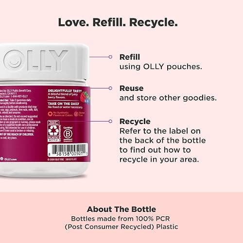 OLLY Women's Multivitamin Gummy, Vitamins A, D, C, E, Biotin, Folic Acid, Adult Chewable Vitamin, Berry Flavor, 45 Day Supply - 90 Count thumbnail 5